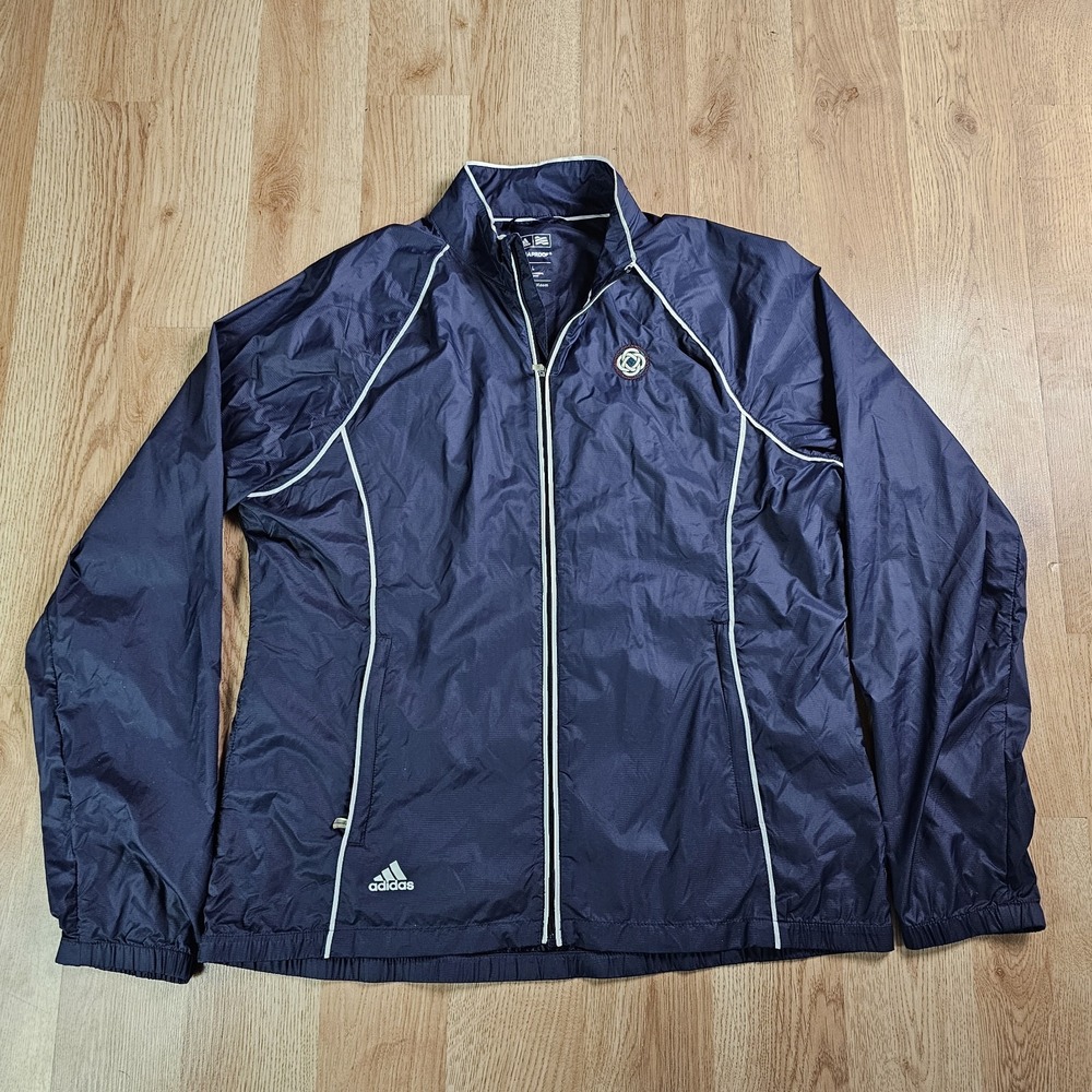 Adidas ClimaProof Jacket Mens Large Black Windbreaker Track Running Raincoat